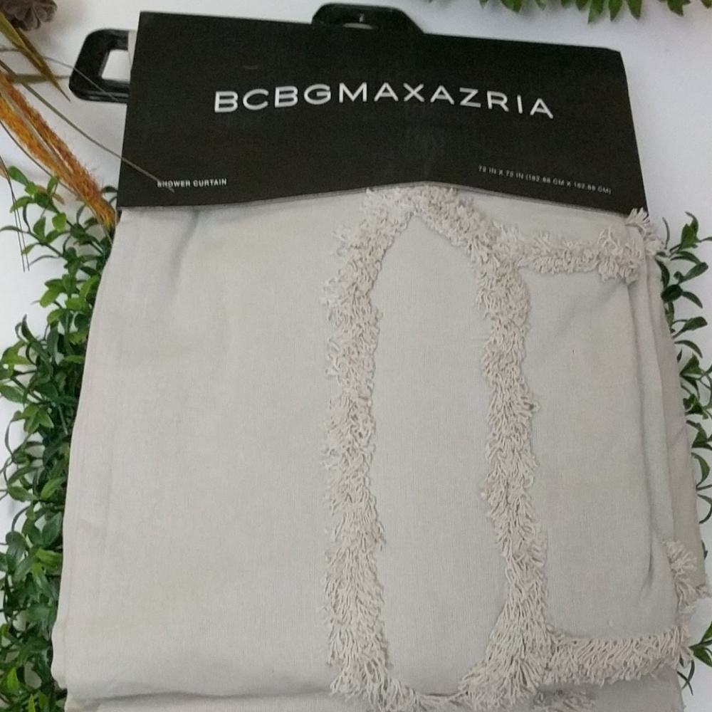 BCBGMAXAZRIA Gray Fabric Shower Curtain - Picture 1 of 6